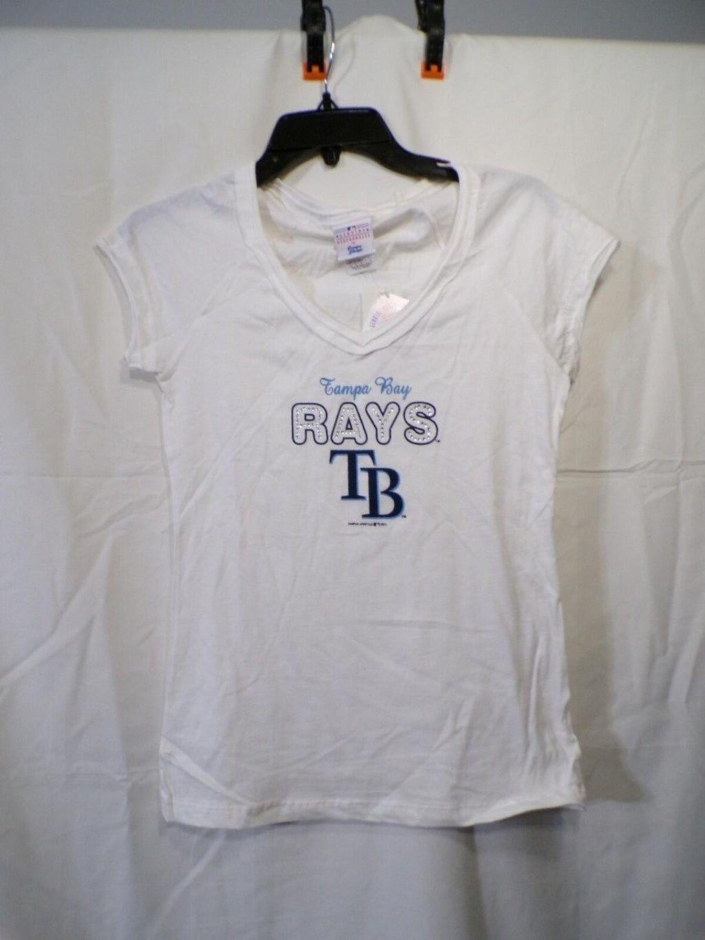Tampa Bay Rays Women's V Neck T Shirt M Genuine Merchandise Rhinestone