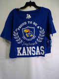 E5 College Classics Women's Kansas Jayhawks Cropped T-Shirt Large Royal Blue