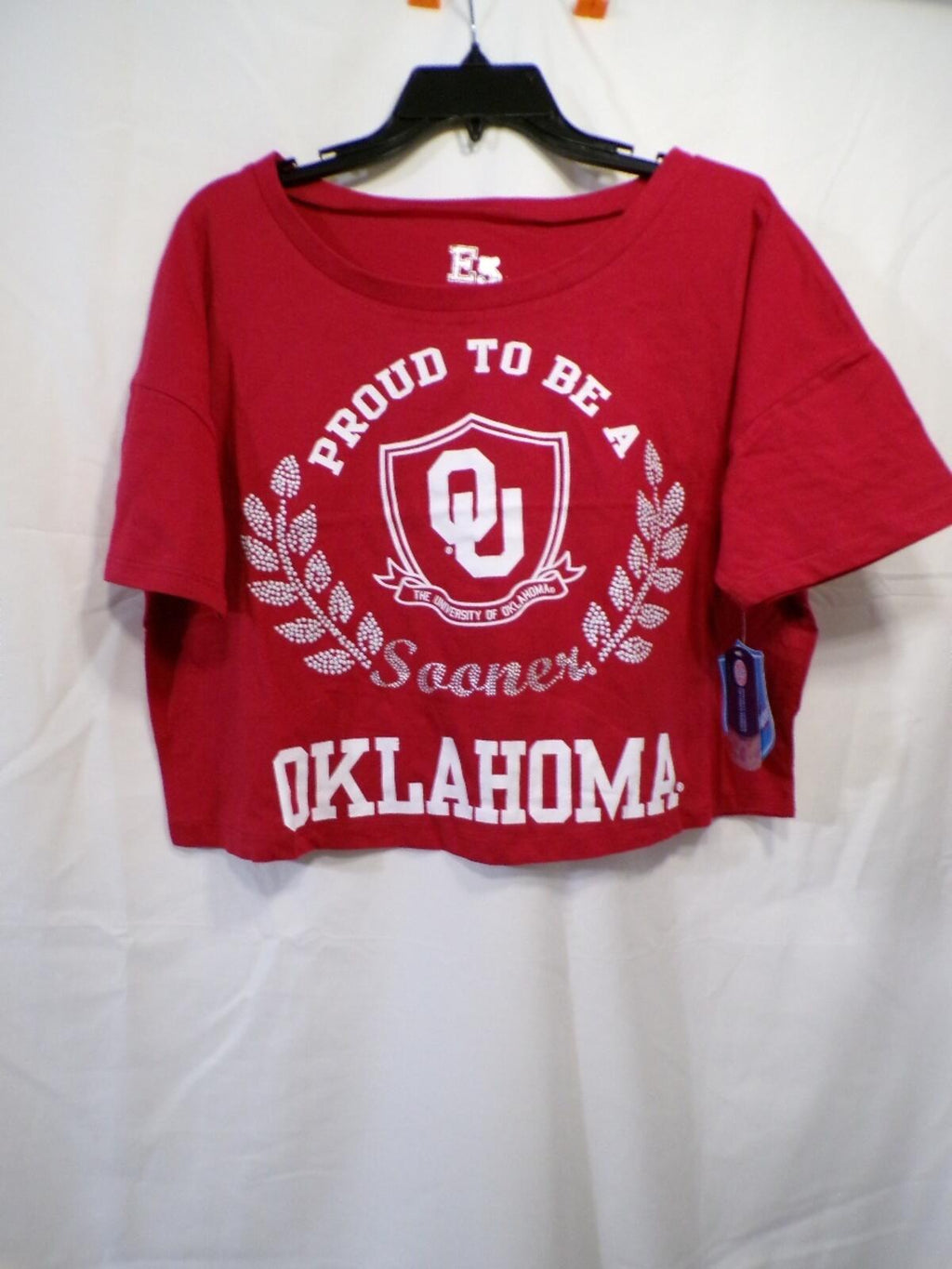 E5 College Classics Women's Cropped T-Shirt Medium Crimson OU Sooners