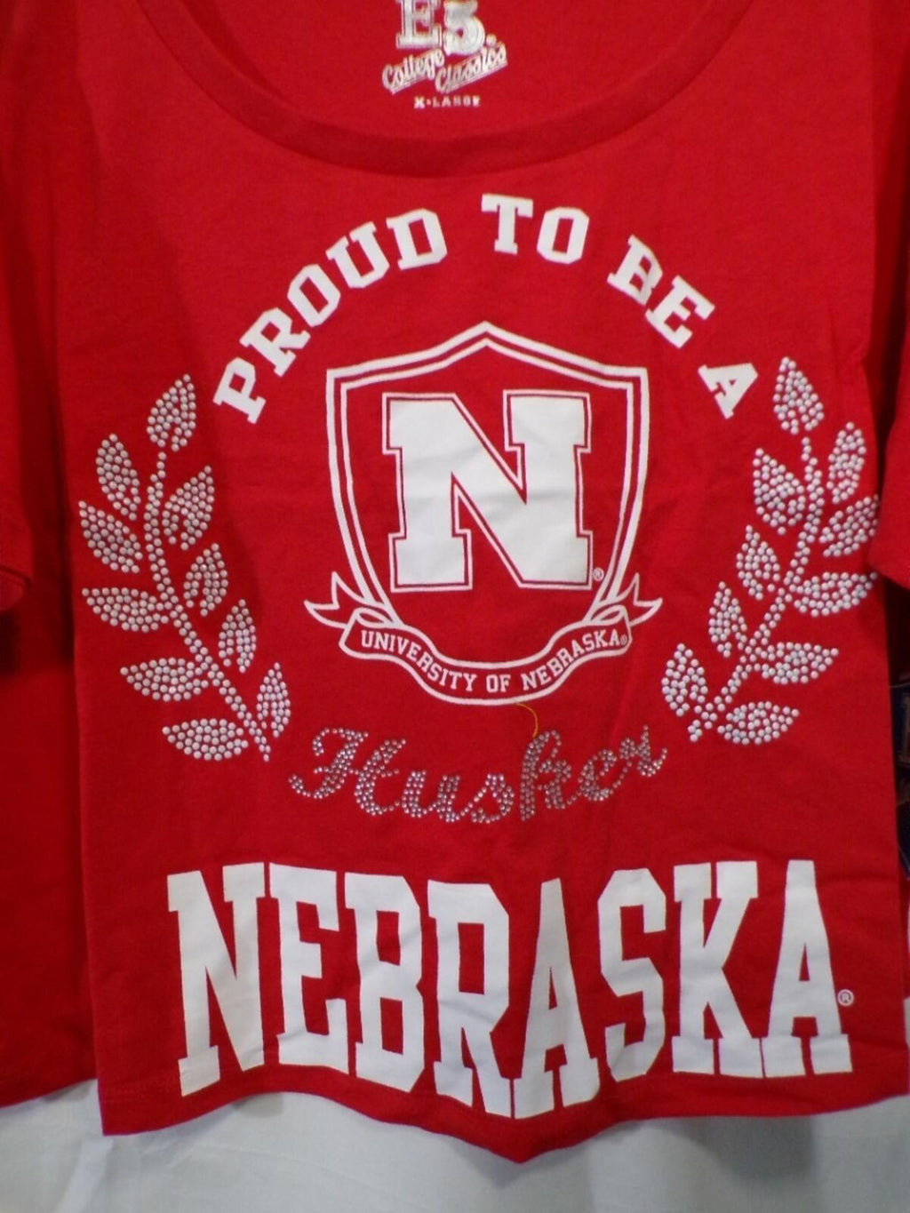 E5 College Classics Women's Nebraska Huskers Cropped T-Shirt XL Red