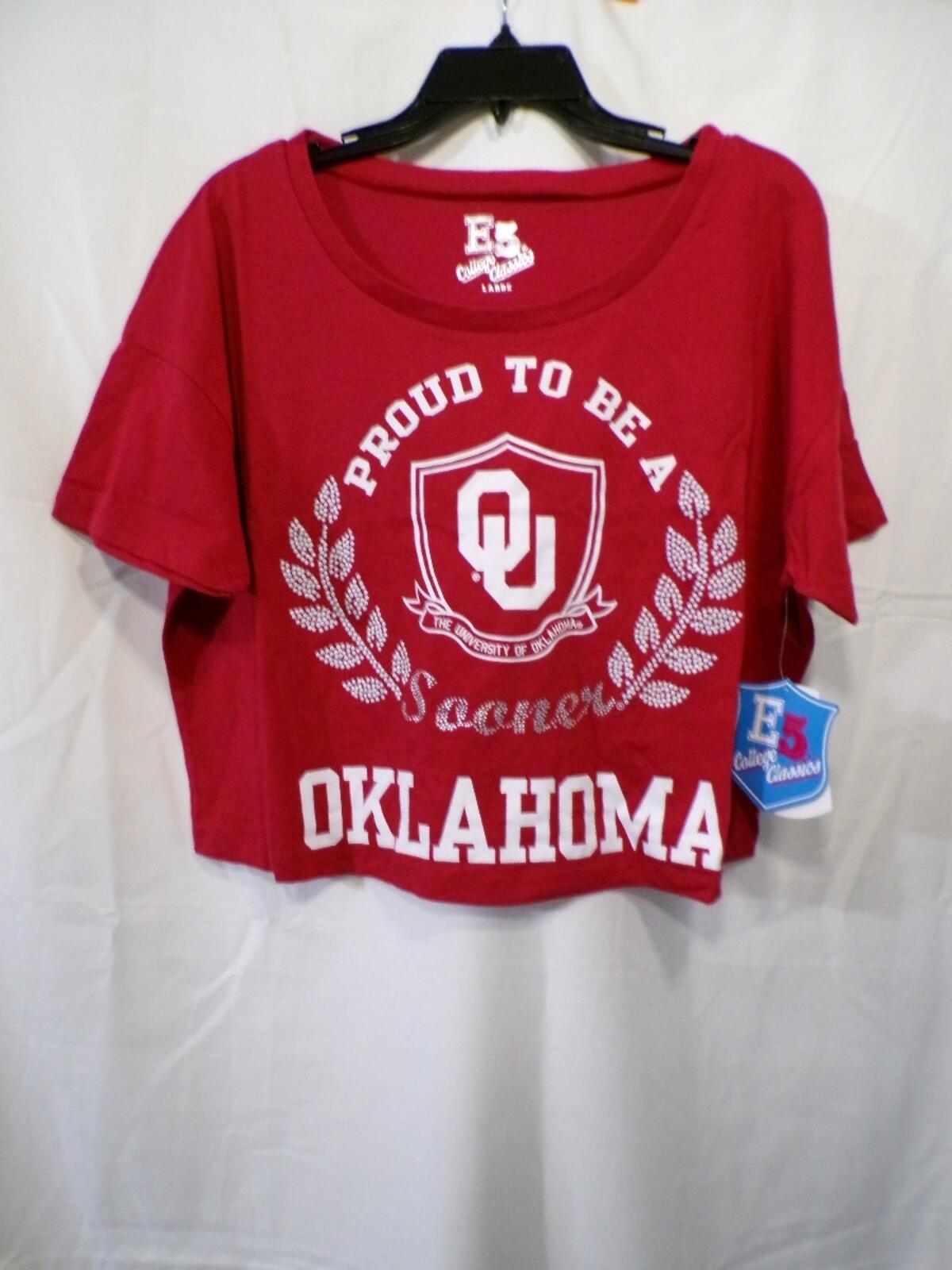 E5 College Classics Women's Cropped T-Shirt Large Oklahoma Sooners Red