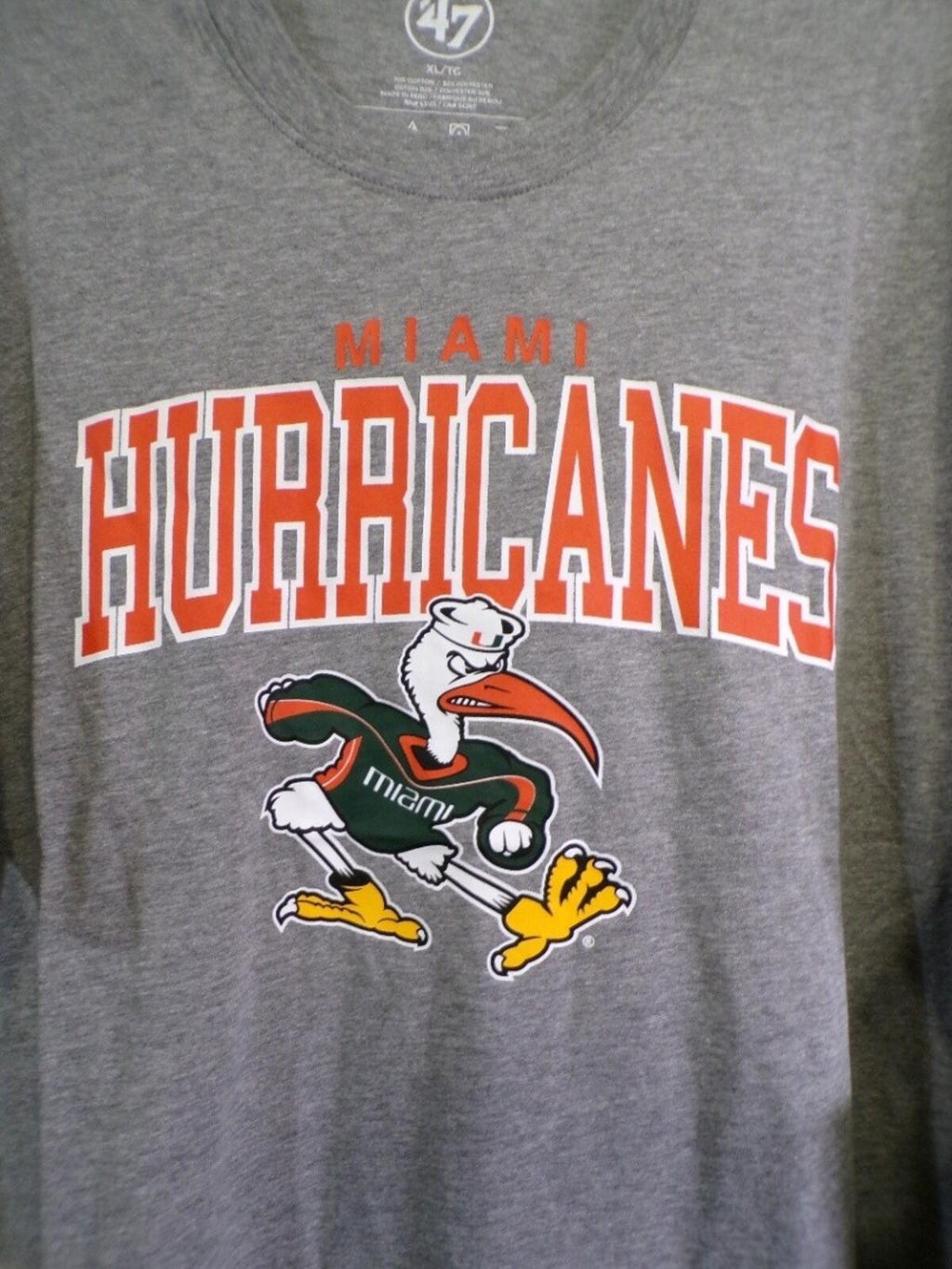 47 Brand Miami Hurricanes Heather Gray Graphic T Shirt XL