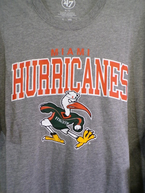 47 Brand Miami Hurricanes Heather Gray Graphic T Shirt XL