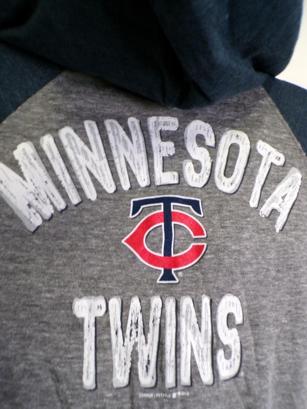 Campus Lifestyle Minnesota Twins Boys L Full Zip Hooded Sweatshirt Gray Navy