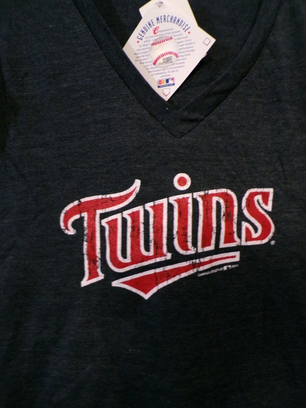 Canvas Lifestyle Women's Twins V Neck T Shirt Size S Navy Heather