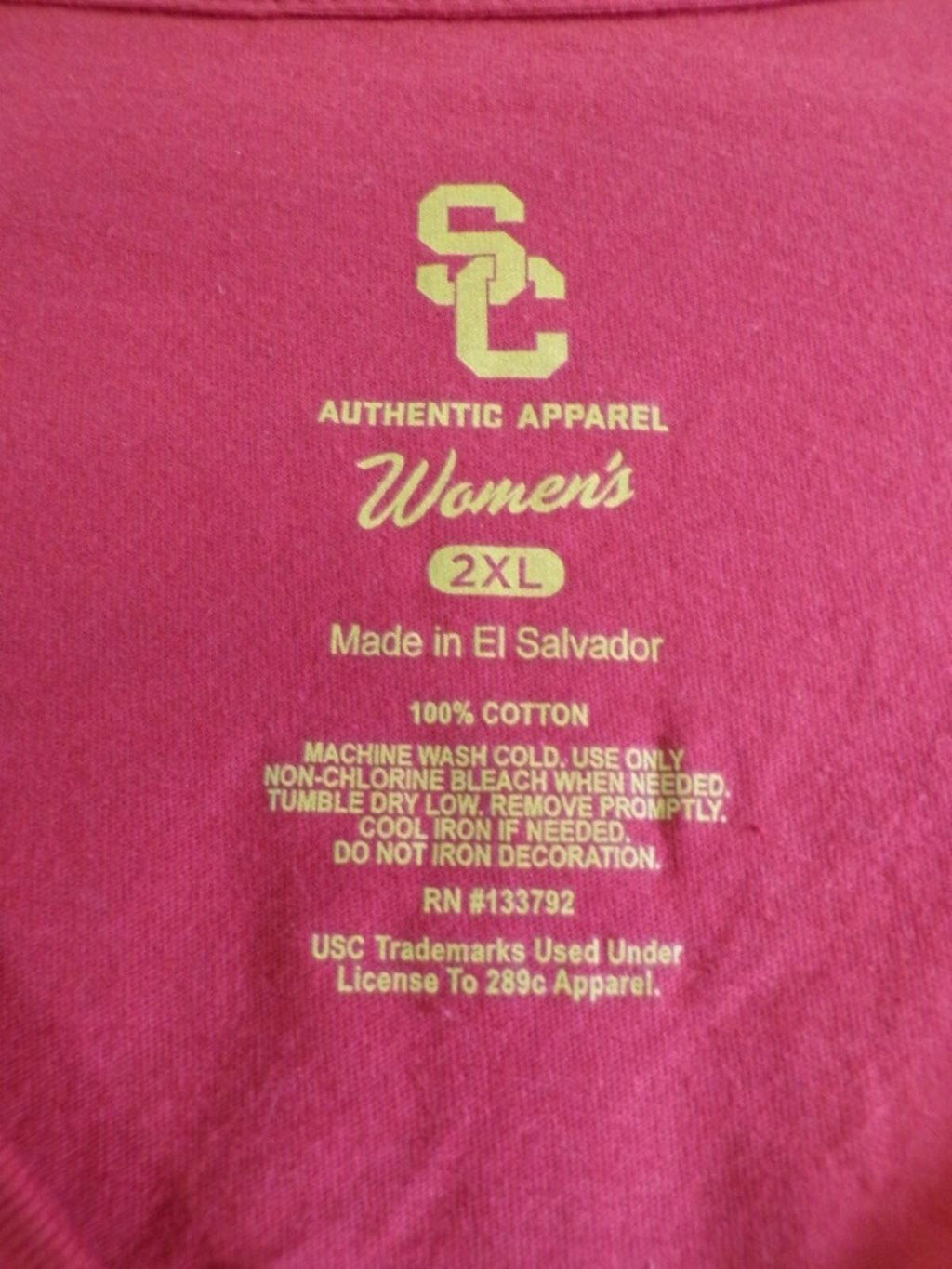 SC Women's USC Trojans Red V Neck T-Shirt 2XL 100% Cotton Jersey Collegiate