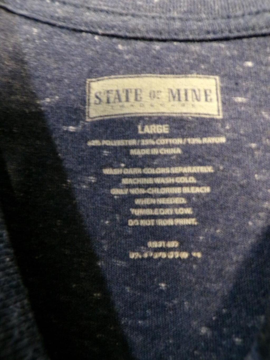 State of Mine Men's Large Nevada Graphic T Shirt Blue Heather Crew Neck