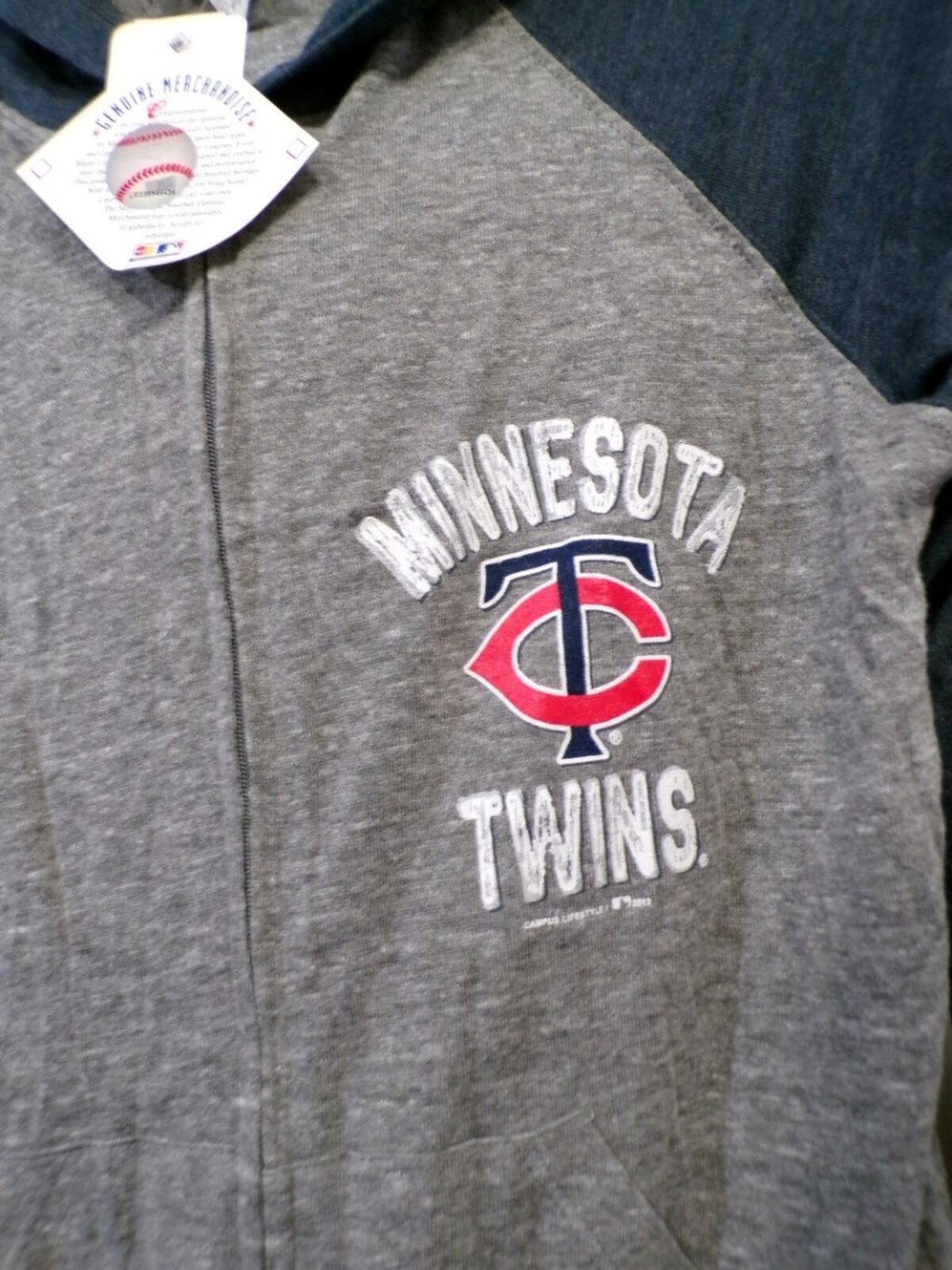 Campus Lifestyle Minnesota Twins Women's Full Zip Hoodie S Gray Navy