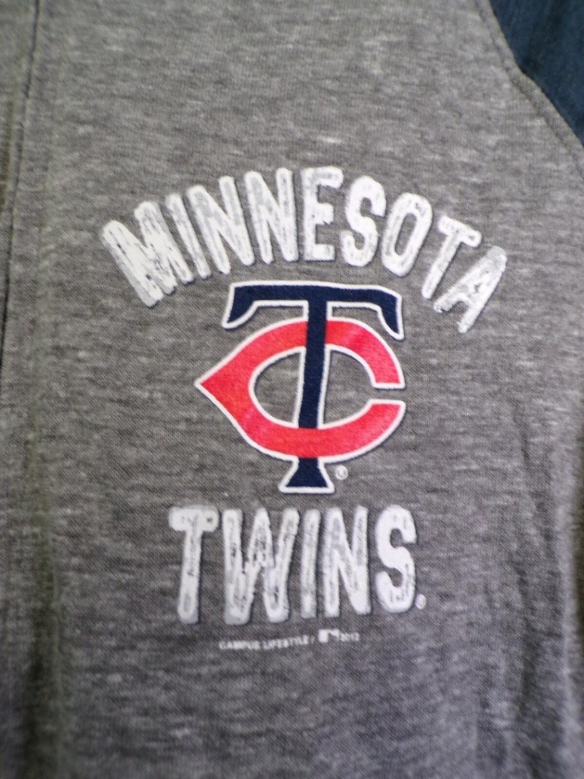 Campus Lifestyle Minnesota Twins Boys L Full Zip Hooded Sweatshirt Gray Navy