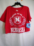 E5 College Classics Nebraska Women's Cropped T-Shirt M Red Scoop Neck