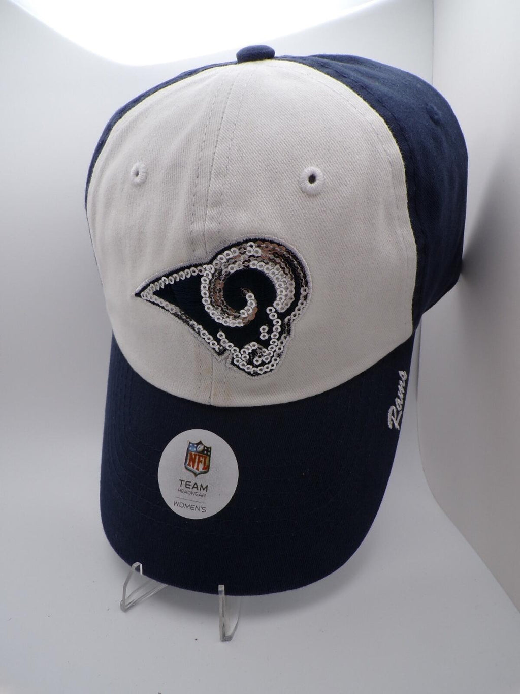 Women's Los Angeles Rams Sequin Baseball Cap Navy White Adjustable