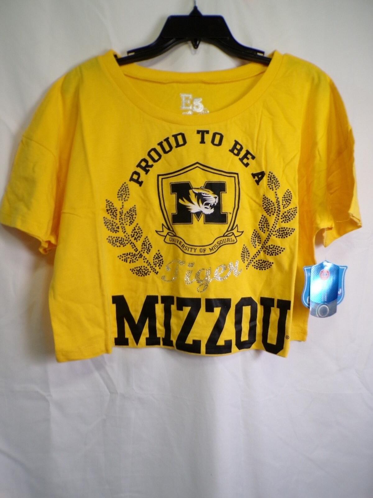 E5 College Classics Women's Cropped Mizzou T-Shirt Large Yellow