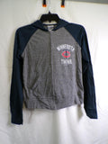 Minnesota Twins Full Zip Hoodie Boys M TC Logo Gray Raglan Sleeves