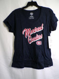 47 Brand Women's Montreal Canadiens Scoop Neck T-Shirt Navy Large