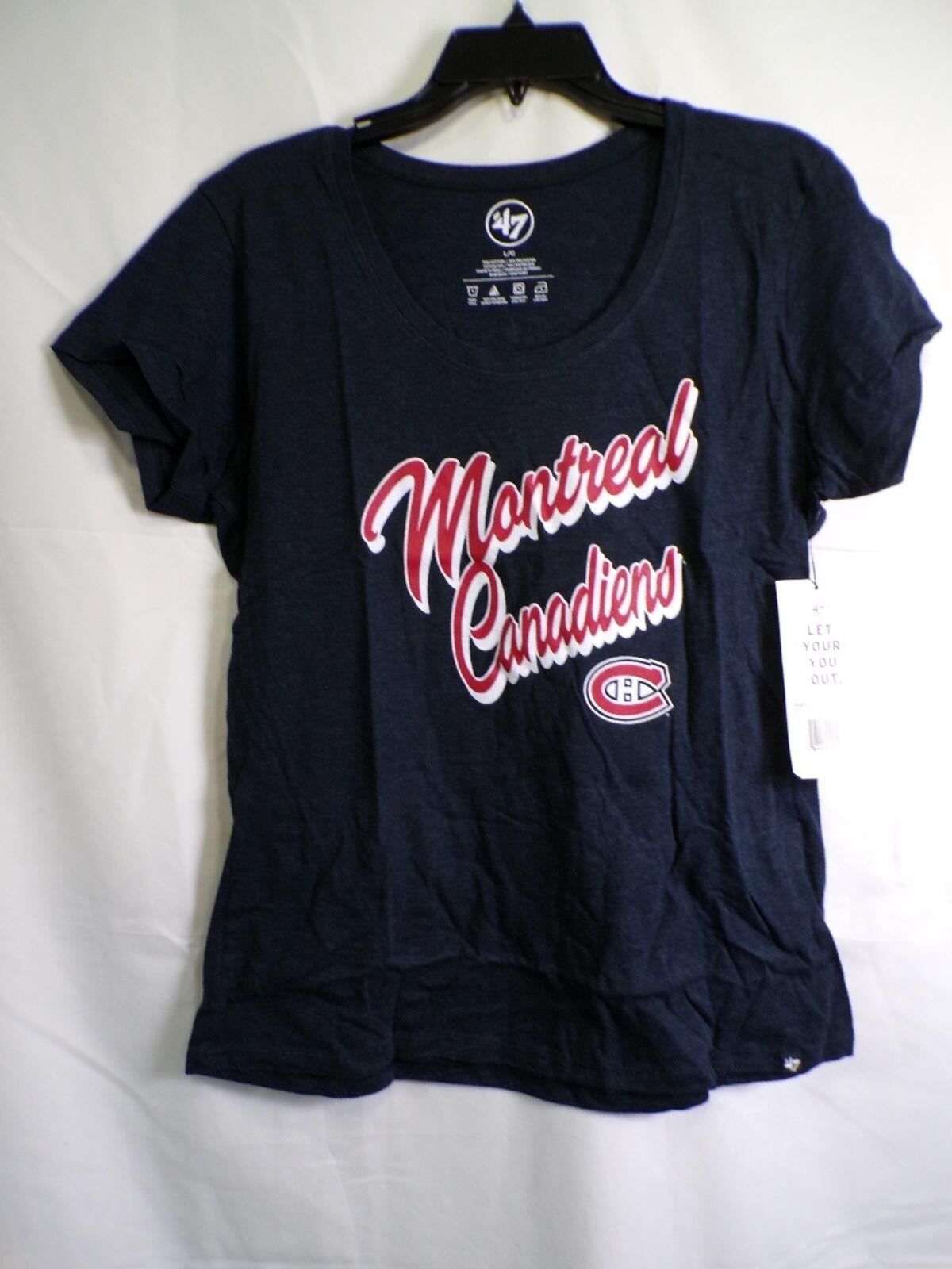 47 Brand Women's Montreal Canadiens Scoop Neck T-Shirt Navy Large