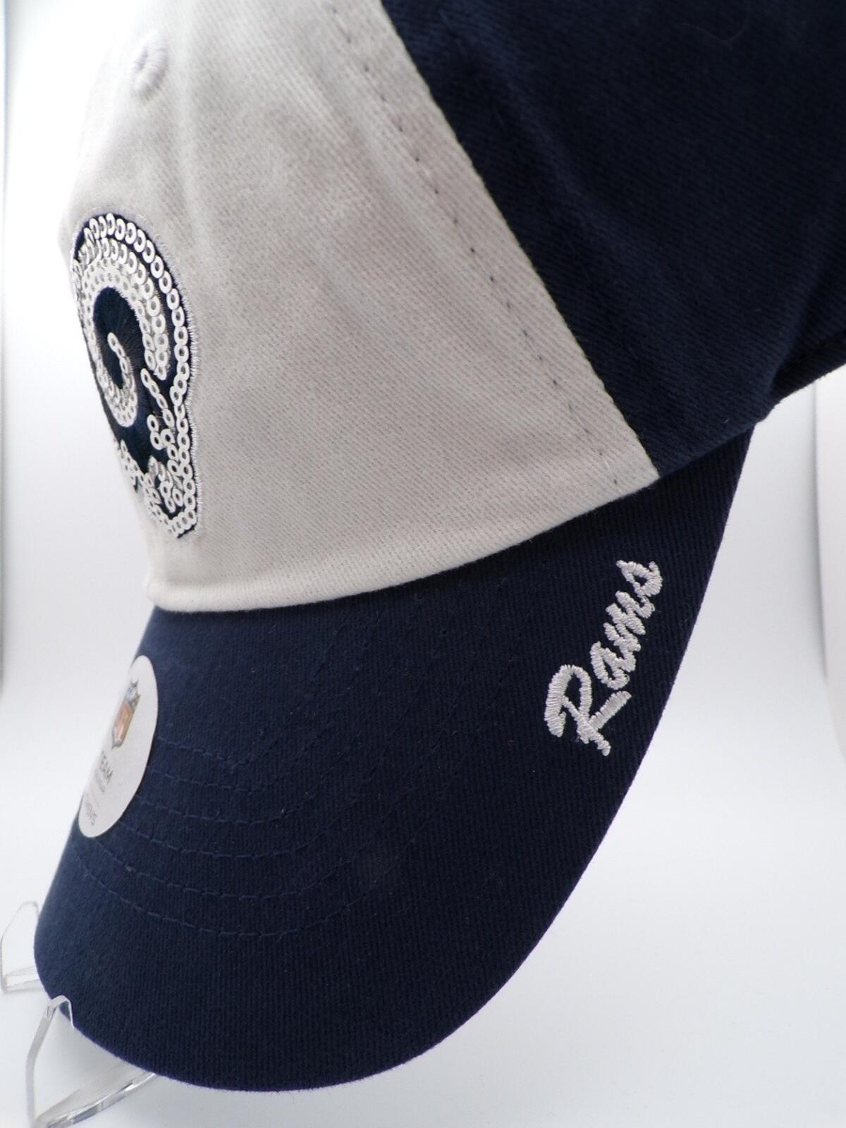 Women's Los Angeles Rams Sequin Logo Baseball Cap Adjustable Navy