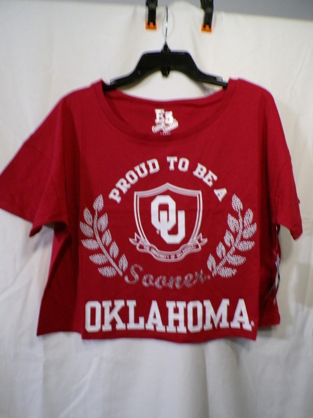E5 College Classics Oklahoma Sooners OU Cropped T-Shirt Large Red