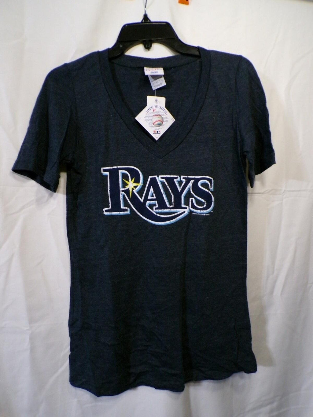 Tampa Bay RAYS Women's Navy V-Neck T-Shirt Large Genuine Merchandise