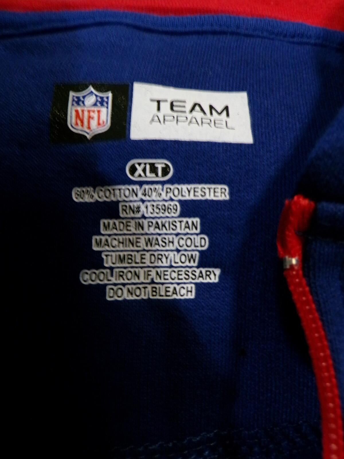 NY Giants 1/4 Zip Pullover Hoodie Blue XL Big & Tall Team Apparel XLT