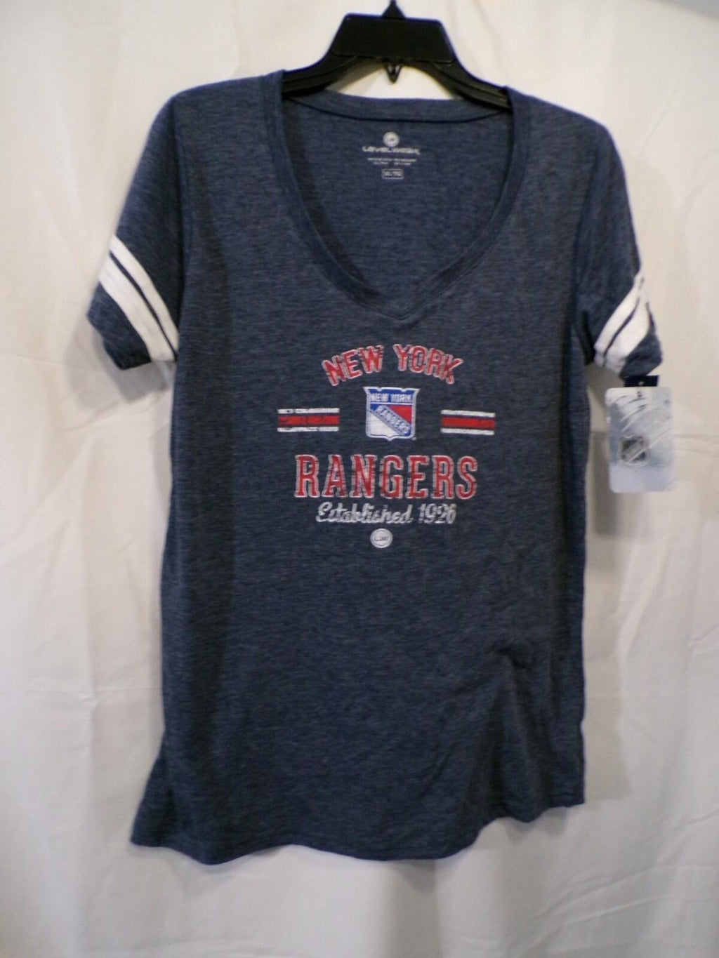 Levelwear Women's NY Rangers V Neck T Shirt Size XL Navy Heather