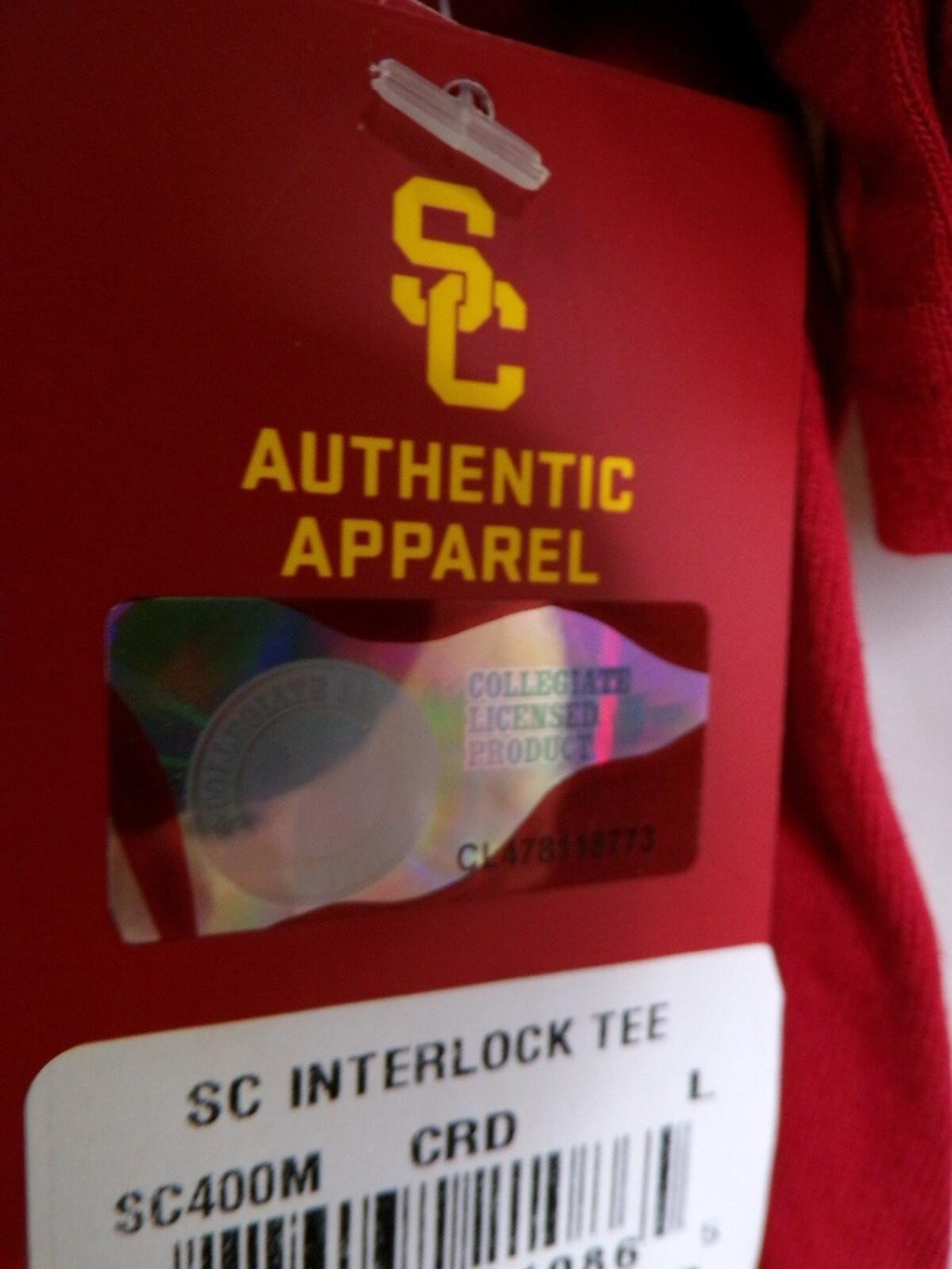 USC SC Trojans Interlock Tee SC400M Men's Large Red 100% Cotton T-Shirt