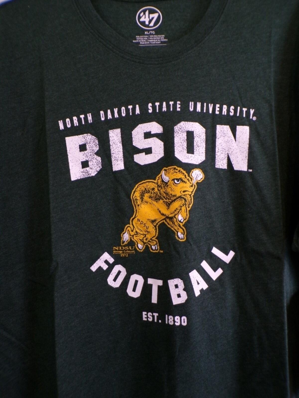 47 Men's North Dakota State University Bison Football T Shirt XL Green