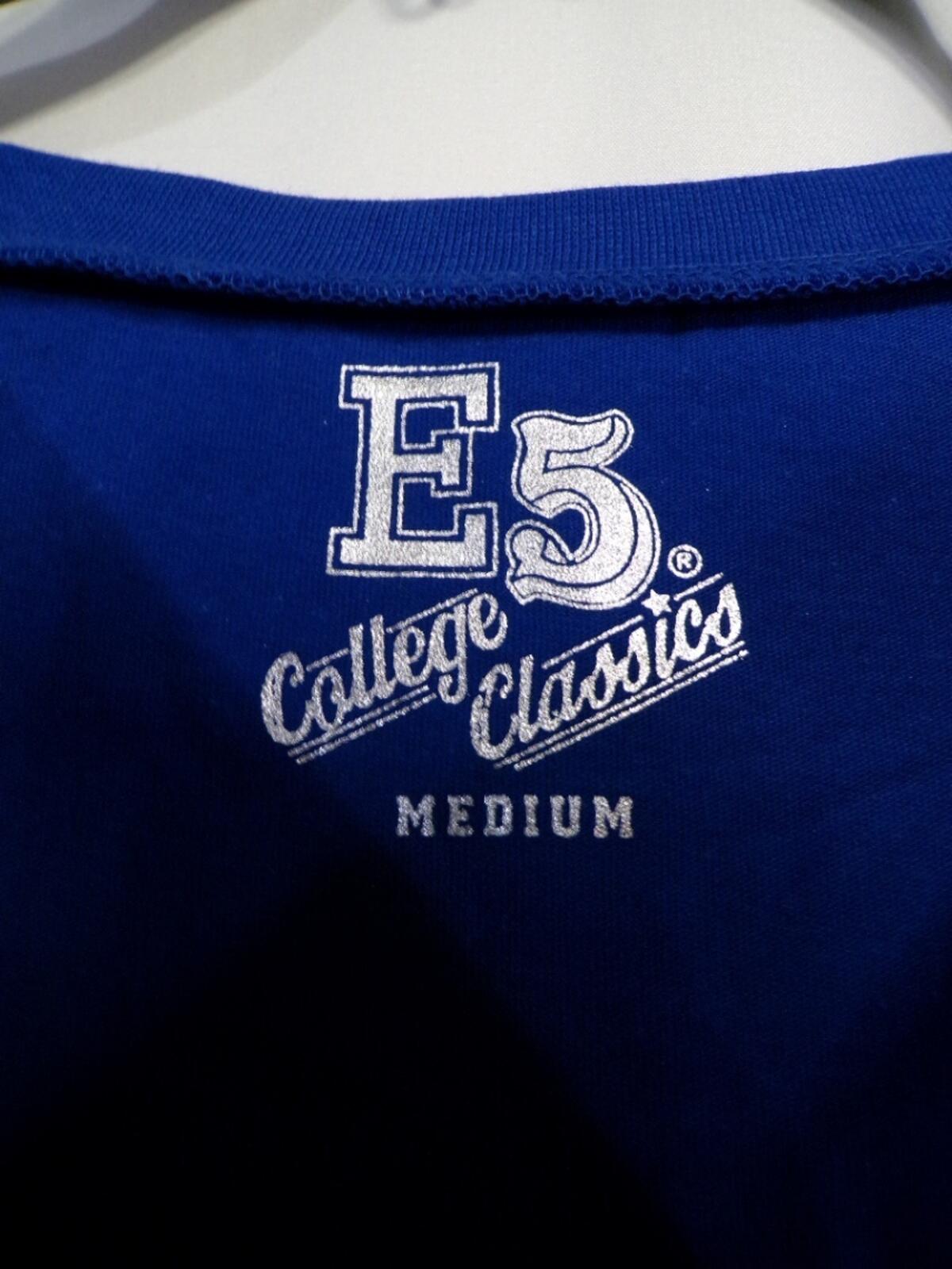 E5 College Classics Kansas Jayhawks Women's Cropped T-Shirt Medium Blue