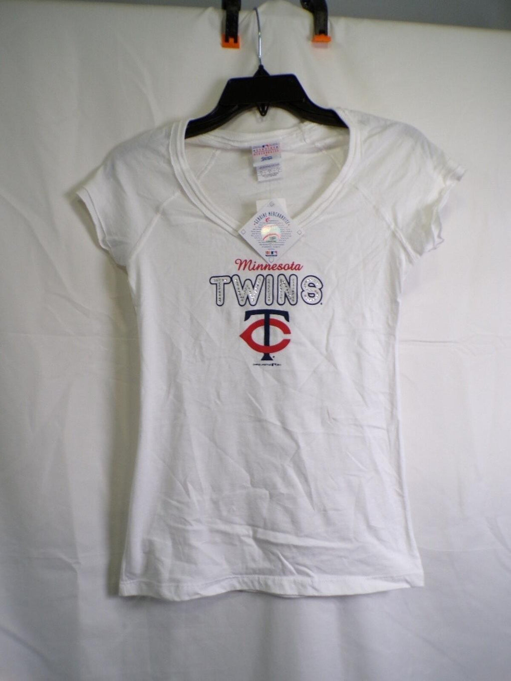 Genuine Merchandise Minnesota Twins Women's V-Neck T-Shirt S Rhinestone