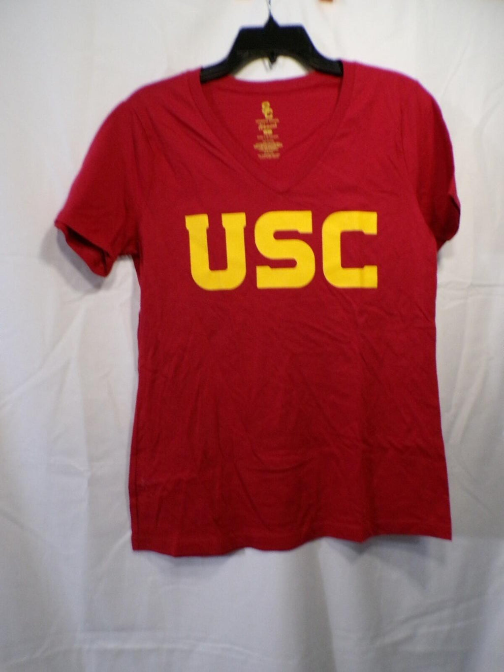 SC Women's Red USC V Neck T Shirt Large 100% Cotton