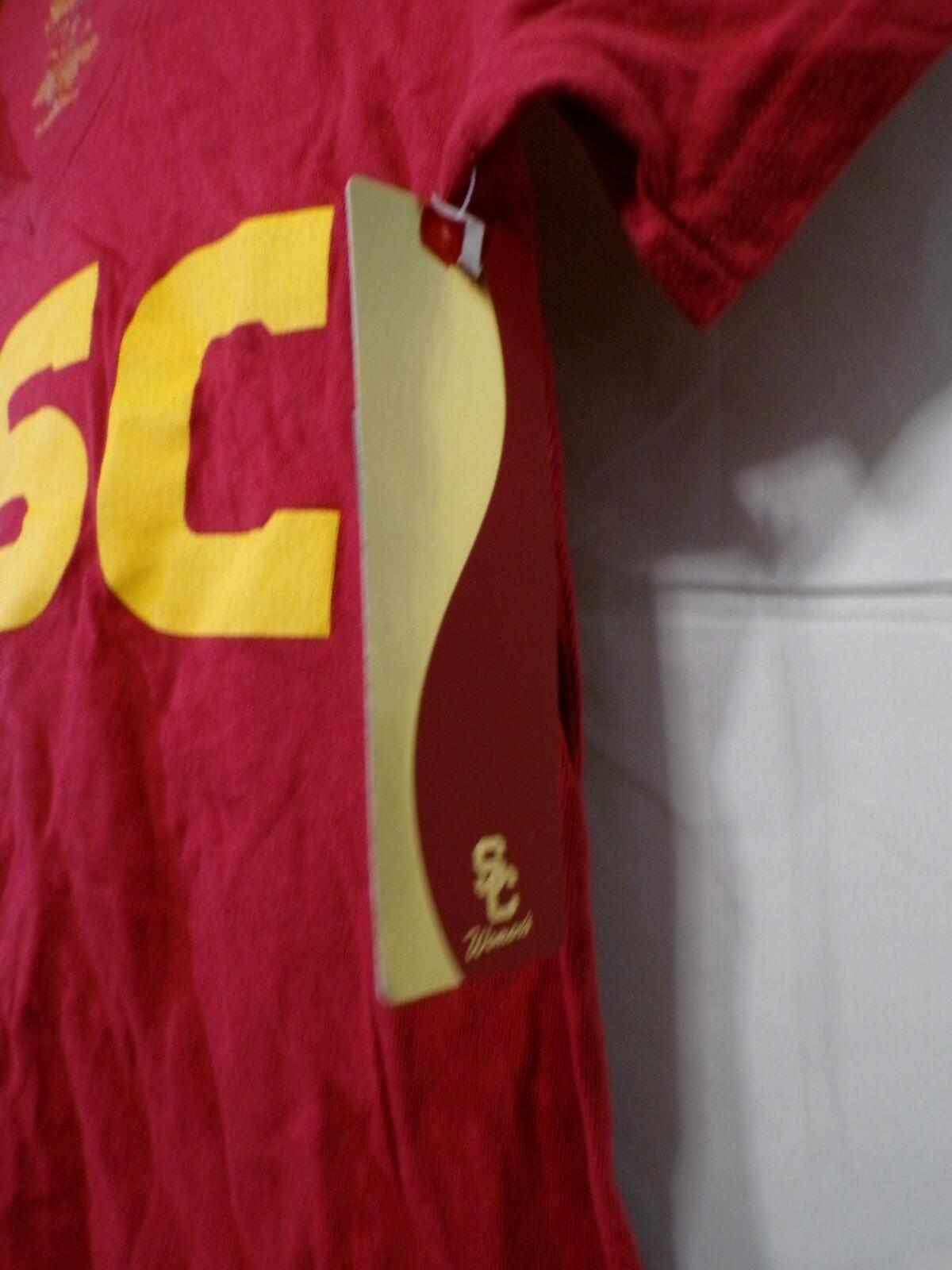 Her Style USC Trojans Women's M V-Neck T-Shirt Cardinal Red Gold