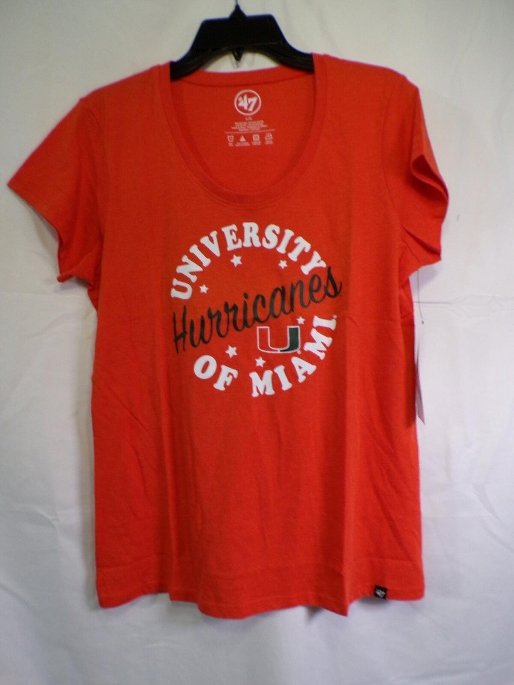 47 Brand Women's Miami Hurricanes University Graphic T Shirt L Orange