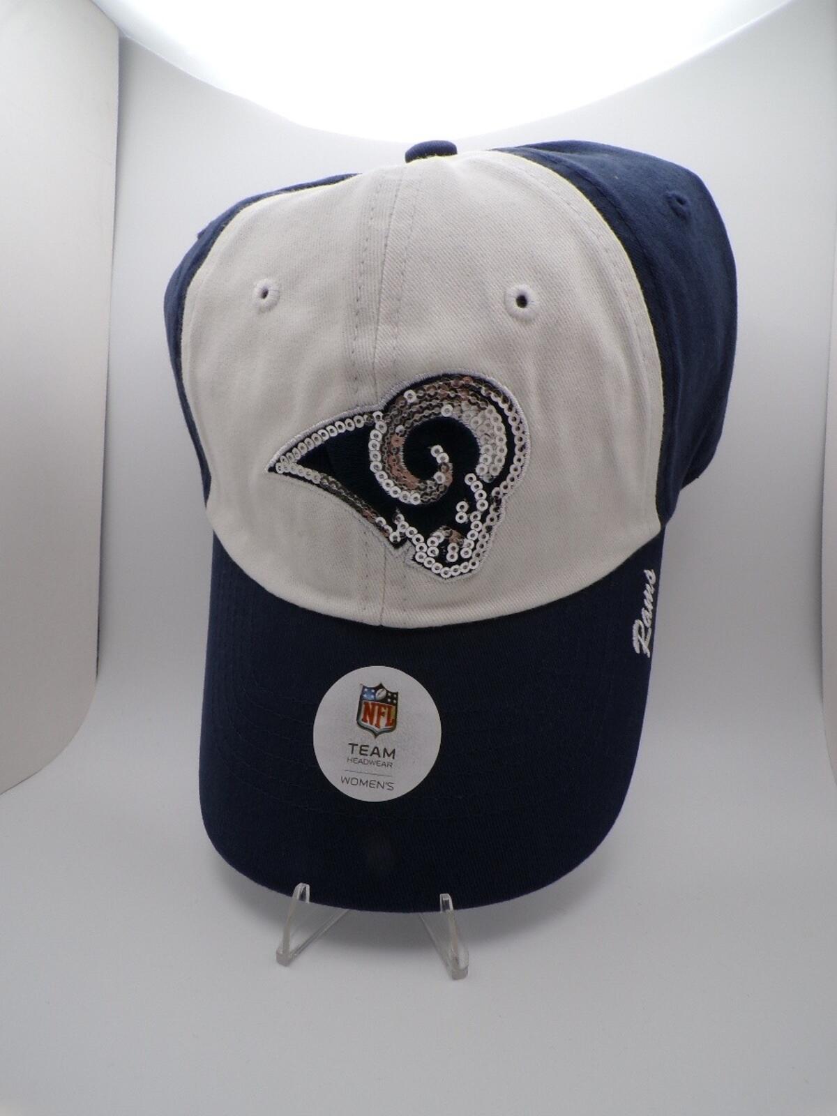 Women's Los Angeles Rams Sequin Logo Baseball Cap Adjustable Navy