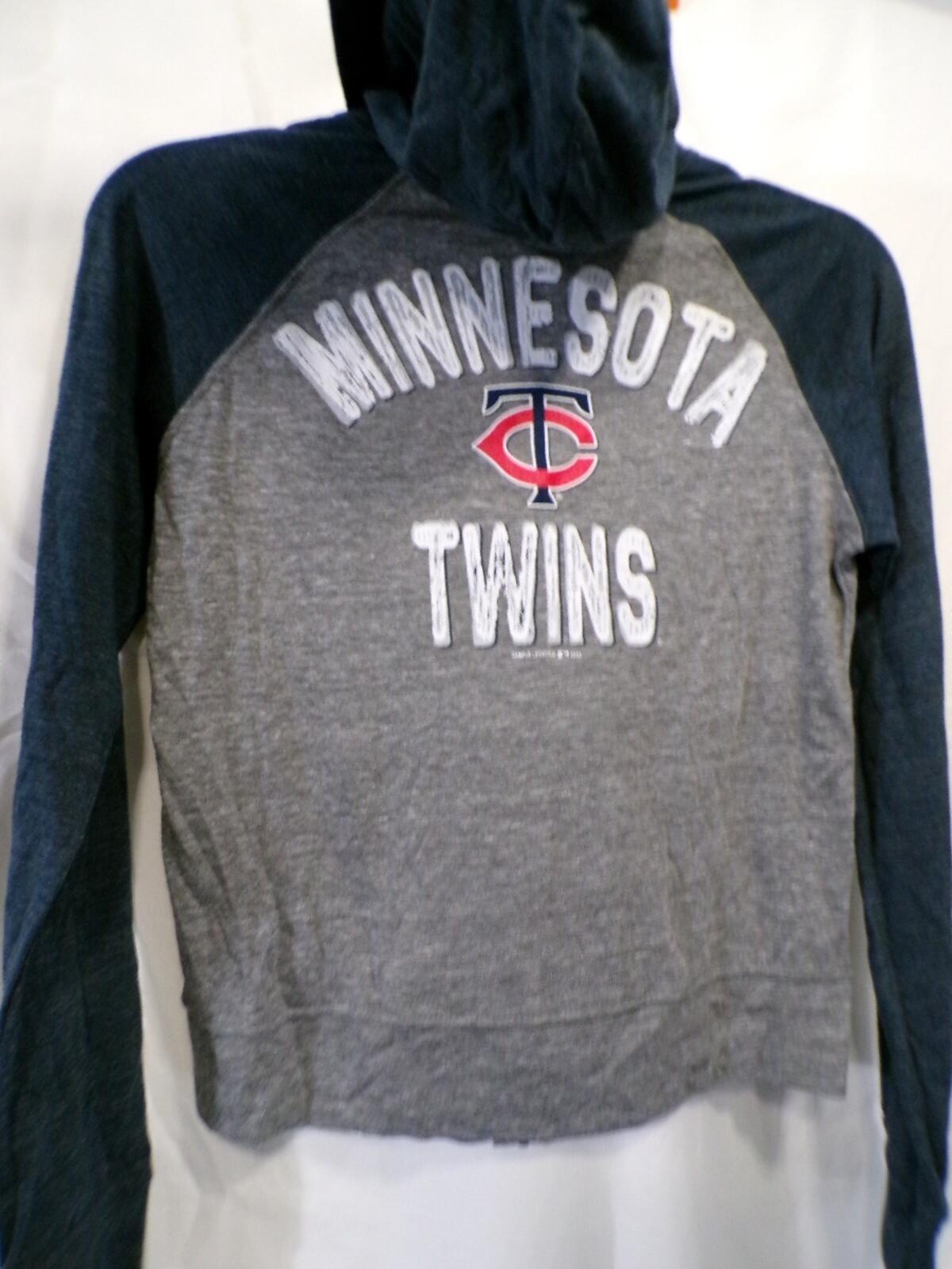 Women's Minnesota Twins Full Zip Hoodie Gray Navy Raglan S