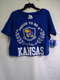 E5 College Classics Kansas Jayhawks Women's Cropped T-Shirt Medium Blue