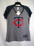Campus Lifestyle Minnesota Twins Women's Raglan T-Shirt XL Gray Navy