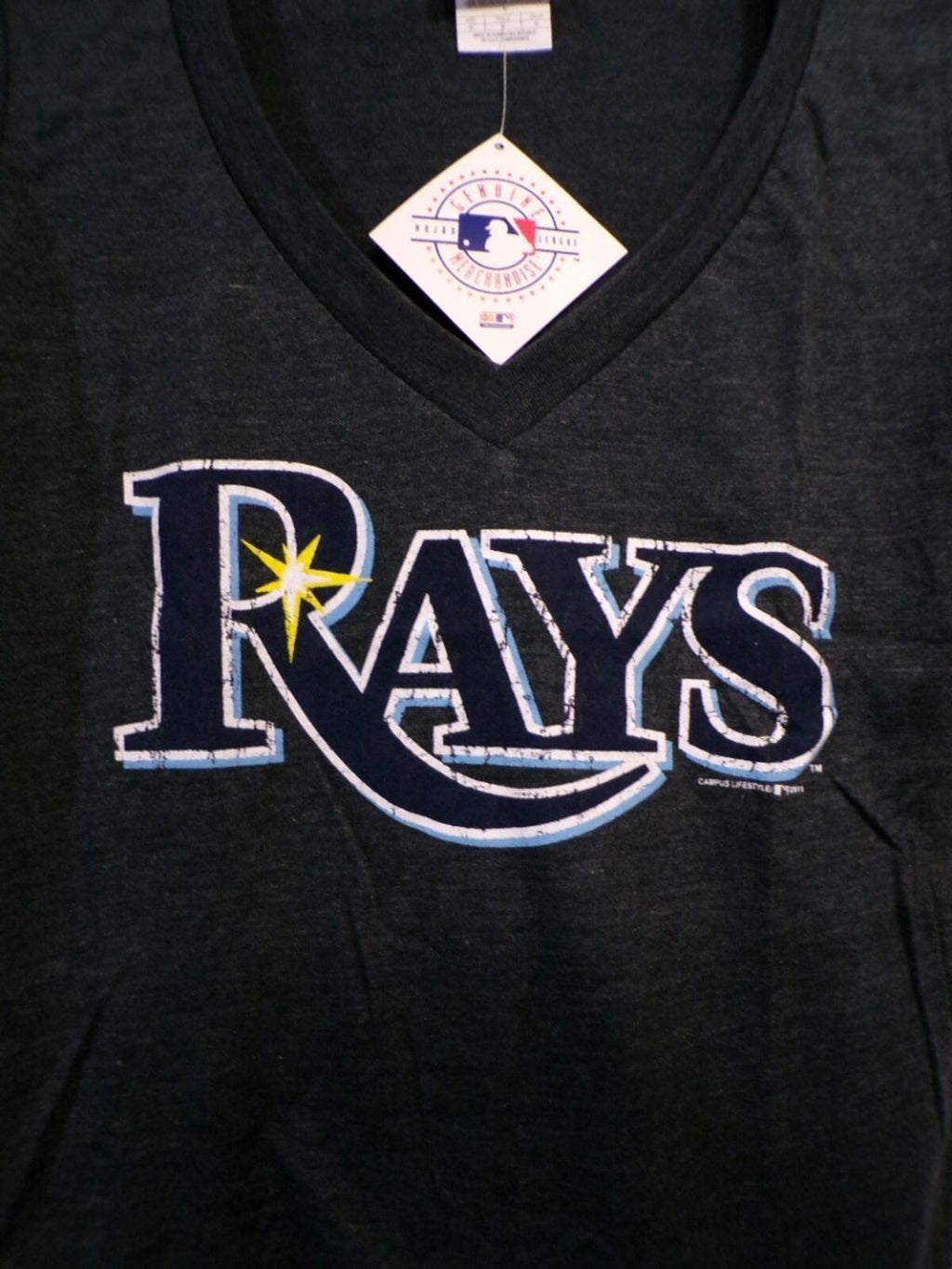 Campus Lifestyle Tampa Bay Rays Women's V Neck T-Shirt M Gray