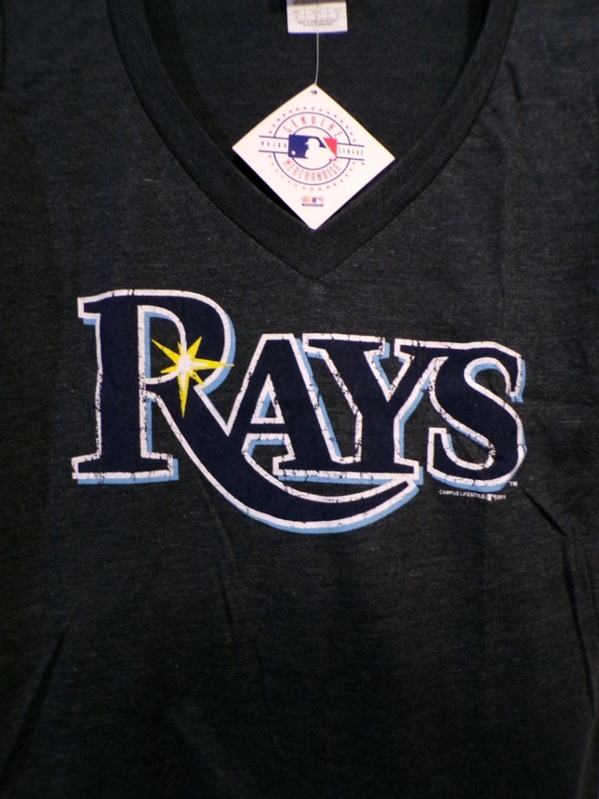 Campus Lifestyle Tampa Bay Rays Women's V Neck T-Shirt M Gray