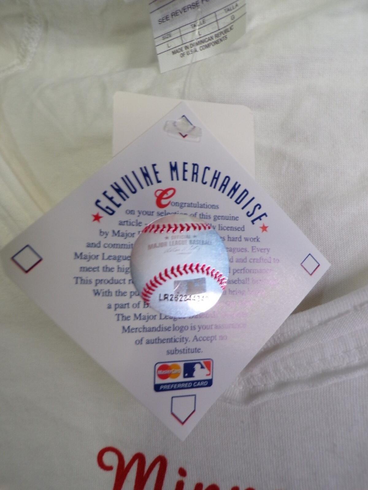 Majestic Women's White V-Neck Minnesota Twins T-Shirt L Rhinestone